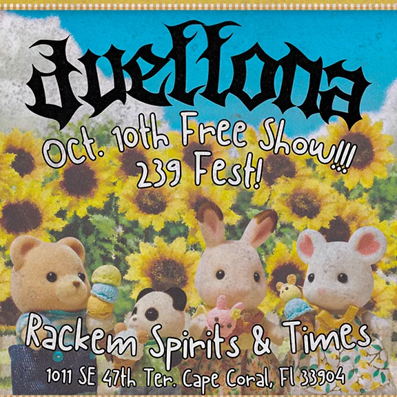 Promotional flyer for Duellona performing at 239 Fest on October 10 at Rackem Spirits & Times in Cape Coral, Florida.